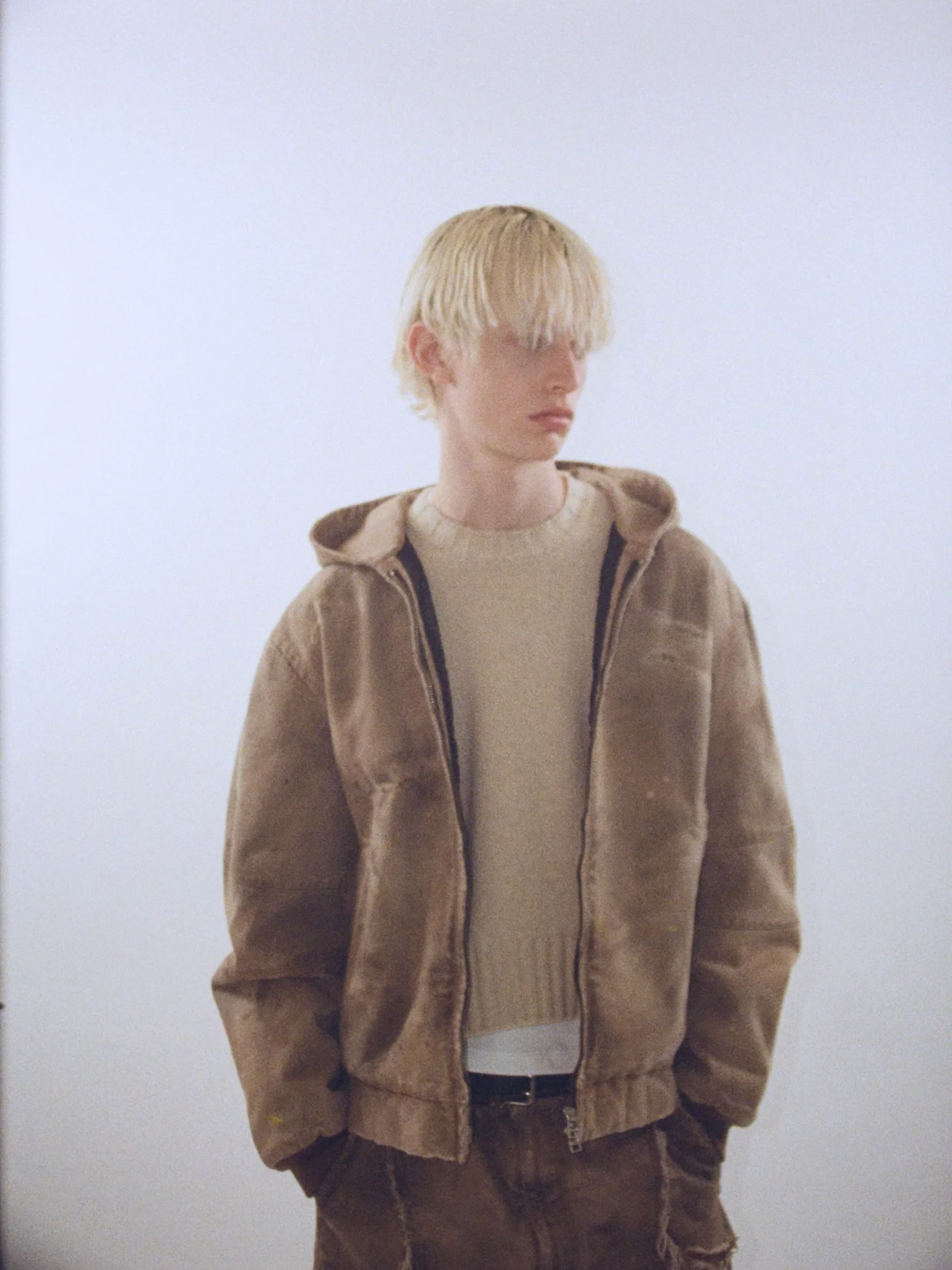 BECK DESTROYED HOODED BOMBER IN BRUSHED COTTON - Image 3