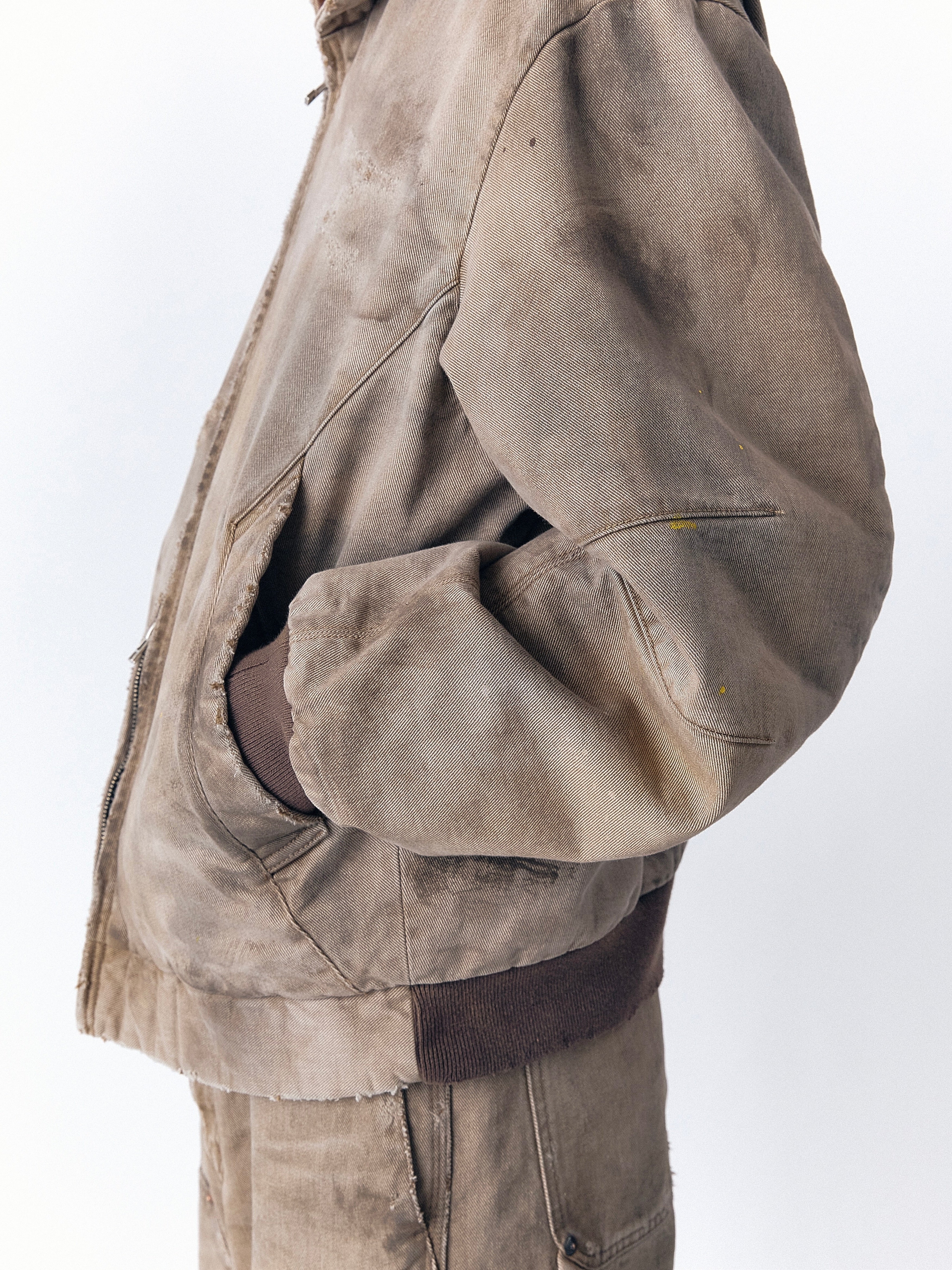 BECK DESTROYED HOODED BOMBER IN BRUSHED COTTON - Image 5