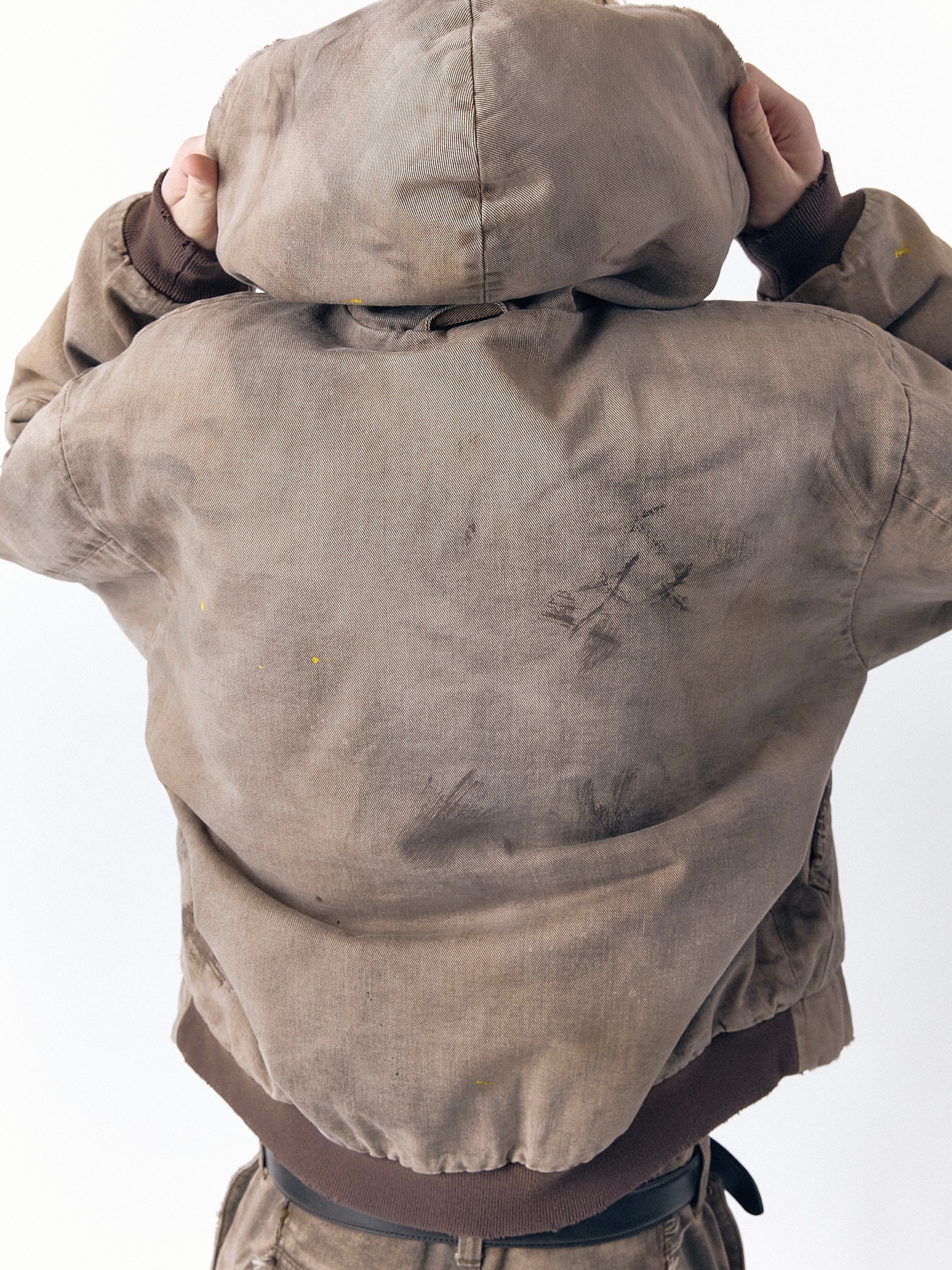 BECK DESTROYED HOODED BOMBER IN BRUSHED COTTON - Image 6