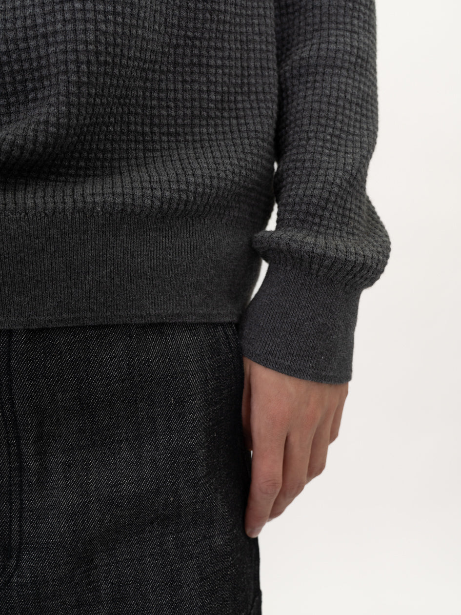 Relaxed Waffle Knit Sweater in Cotton/Yak - Image 4