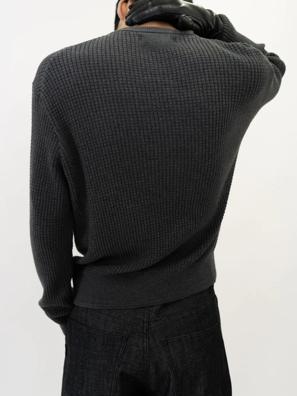 Relaxed Waffle Knit Sweater in Cotton/Yak - Image 5